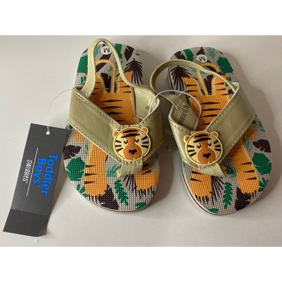 Swiggles Jungle Lion Toddler Boys Flip Flops Medium 7/8 NWT A24 - Picture 2 of 12